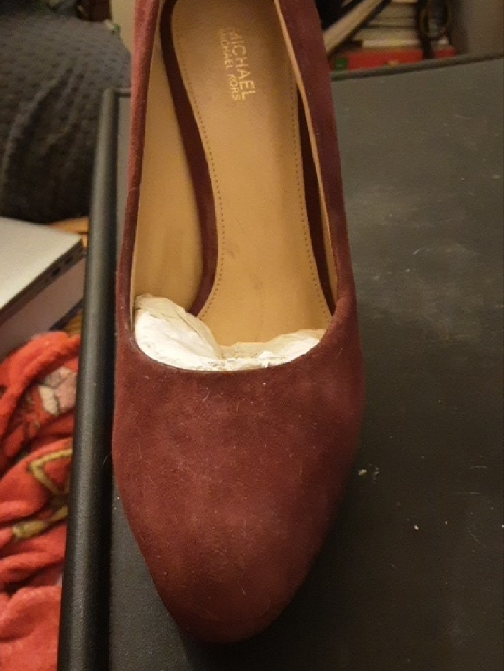 NWT Michael Kors Wine Suede Round-Toe Heels - Picture 4 of 6